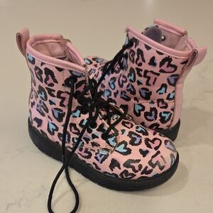 Skechers Kids Boots with Pink and Blue Heart Pattern